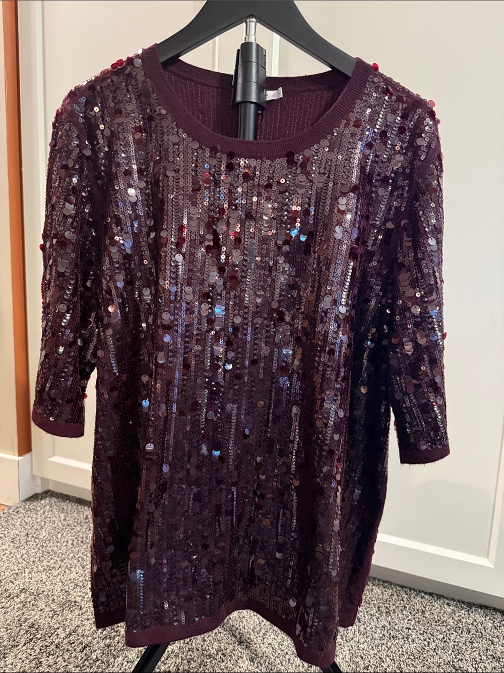 Chico’s Sequin Pullover Sweater Women’s Size 3 XL Black Graphite NWT